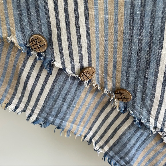 Ali Miles Asymmetrical Linen Blend Tunic Blouse Blue/Tan Striped Size PXL - Picture 4 of 11